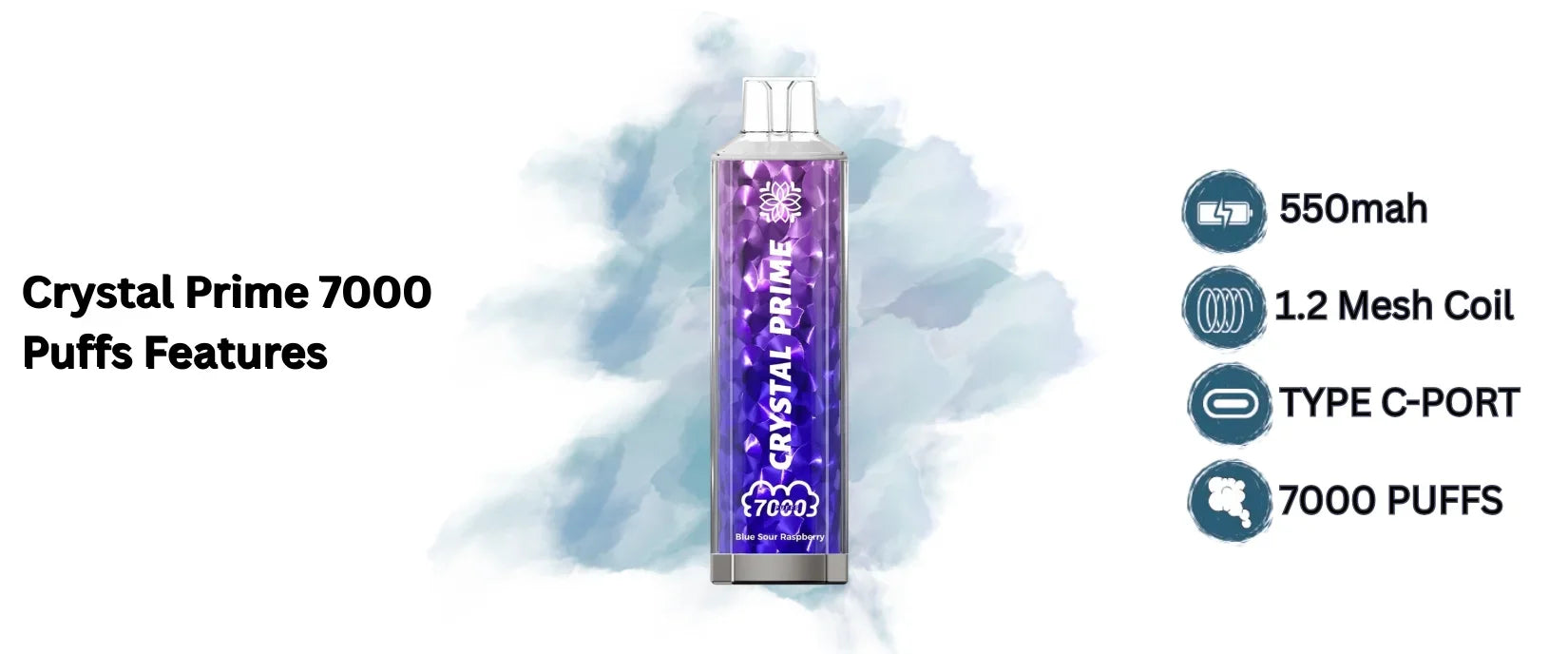 crystal prime 7000 puffs features