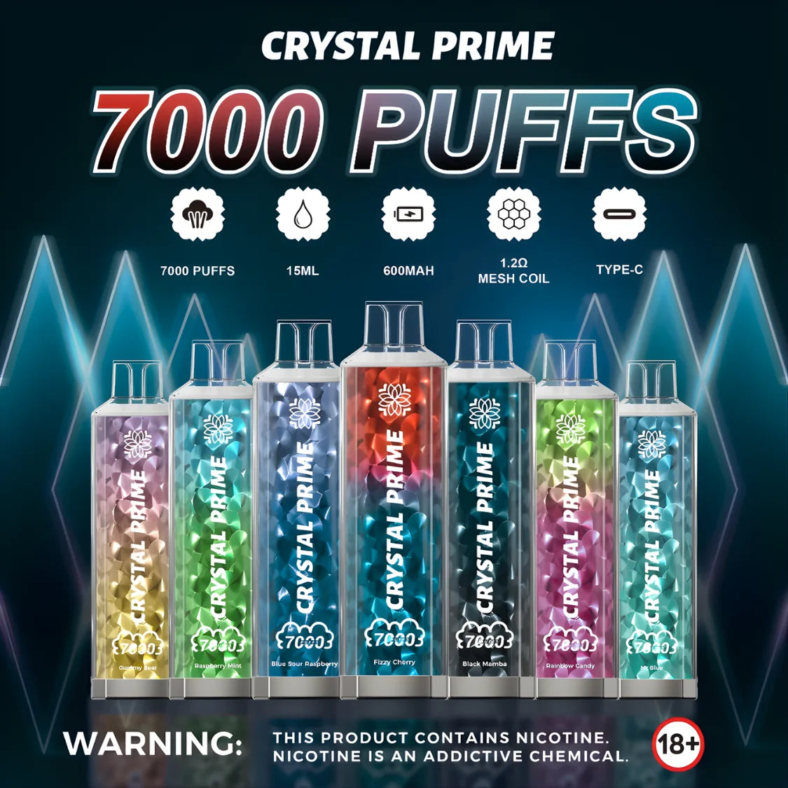 Get Crystal Prime 7000 Puffs Disposable Vape | Box of 10 Get Crystal Prime 7000 Puffs Disposable Vape | Box of 10