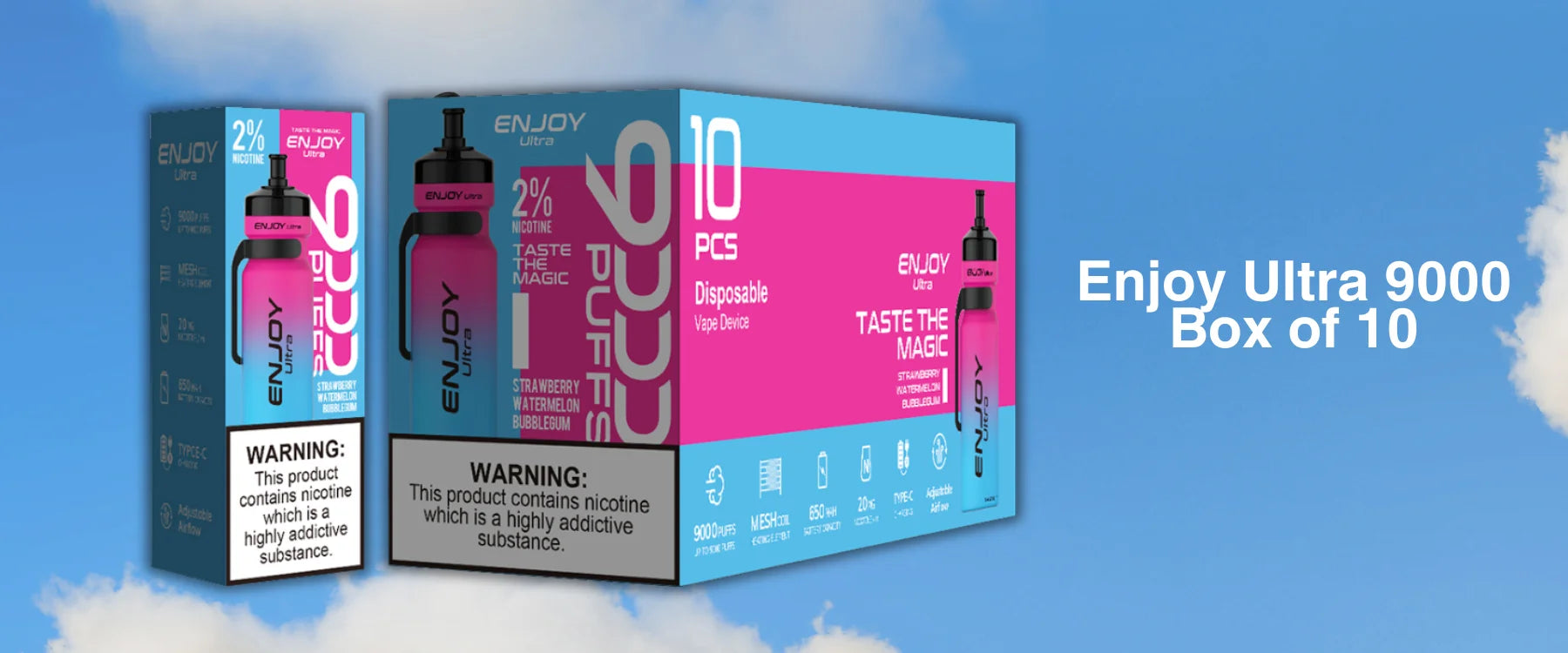 Enjoy Ultra 9000 Box of 10 Disposable Vape Pod Kit Enjoy Ultra 9000 Box of 10 Disposable Vape Pod Kit