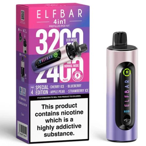 Elf Bar 4 in 1 prefilled pod kit 3200 Puffs Box of 5 , Special Edition