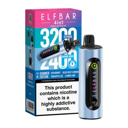 Elf Bar 4 in 1 prefilled pod kit 3200 Puffs Box of 5 , Summer Edition