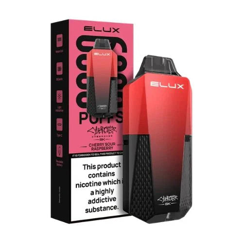 Elux Cyberover 6000 Puffs Disposable Vape Device  Box Of 10, Cherry Sour Raspberry