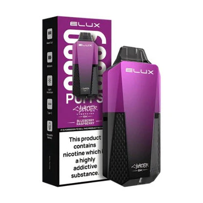 Elux Cyberover 6000 Puffs Disposable Vape Device  Box Of 10, Blueberry Raspberry