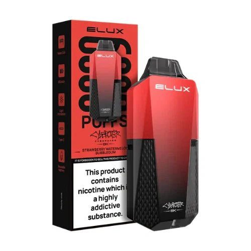 Elux Cyberover 6000 Puffs Disposable Vape Device  Box Of 10, Strawberry Watermelon Bubblegum