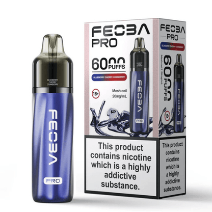 Feoba Pro 6000 Disposable Device 20MG  Pack of 5, Blueberry Cherry Cranberry