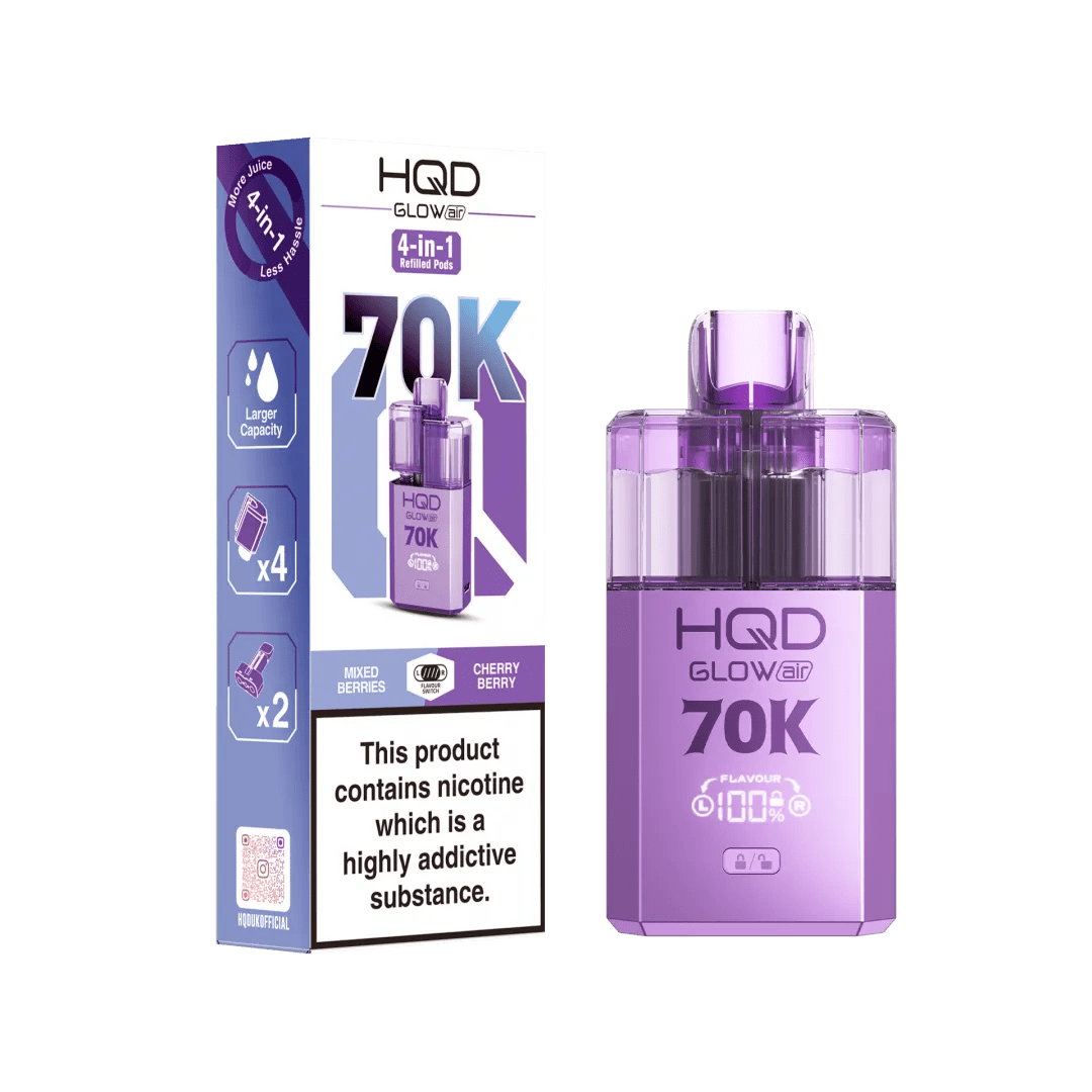 HQD Glow Air 70K Prefilled Pod Kit (Box of 5) - Vapewholesalesupplier