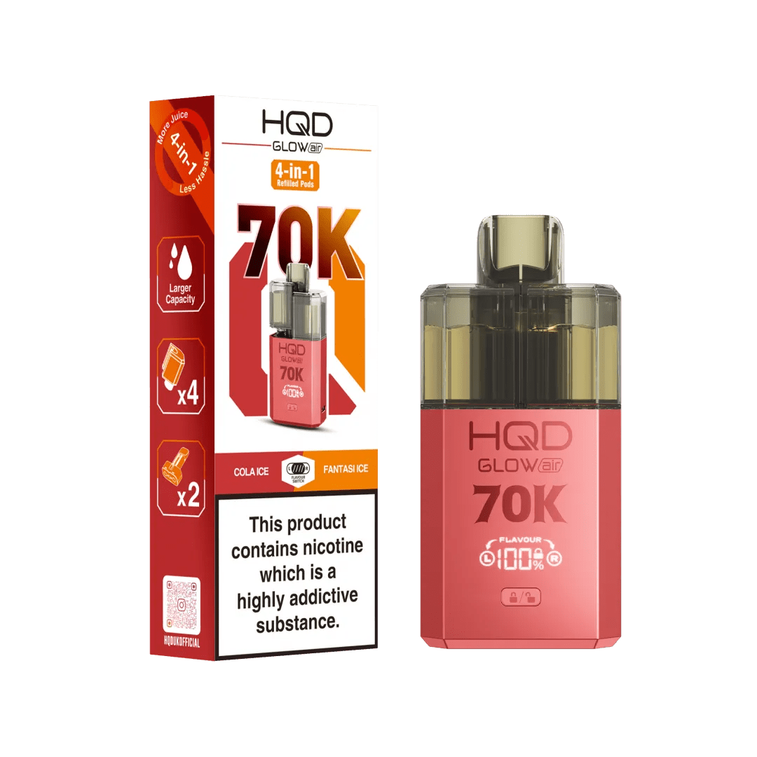 HQD Glow Air 70K Prefilled Pod Kit (Box of 5) - Vapewholesalesupplier