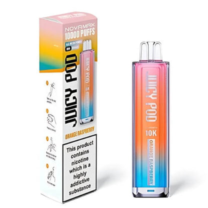 Juicy Pod Nova Max 10000 Disposable Device  20MG Box Of 5, Orange Raspberry