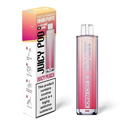Juicy Pod Nova Max 10000 Disposable Device  20MG Box Of 5, Juicy Peach
