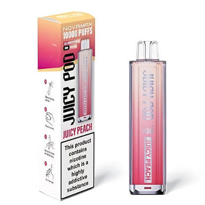 Juicy Pod Nova Max 10000 Disposable Device  20MG Box Of 5, Juicy Peach