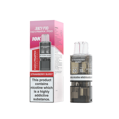 Juicy Pod Novamax 10k Replacement Pods, Strawberry Burst Flavour