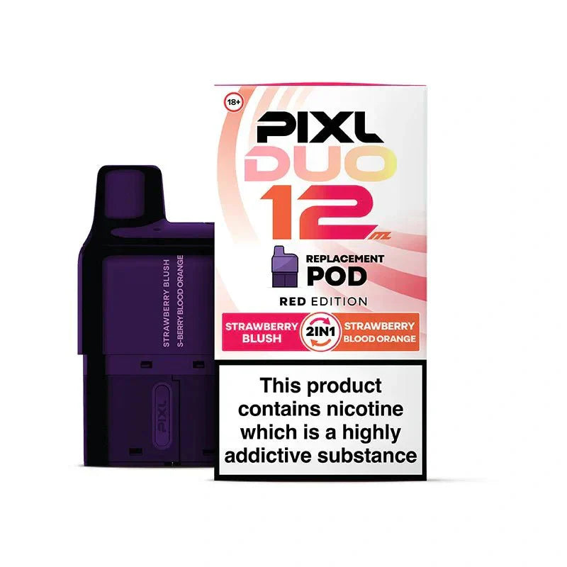 PIXL Duo 12 Replacement Pods Pack of 5, Strawberry Blush, Strawberry Blood Orange Flavour