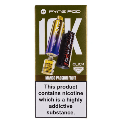 Pyne Pod Click 10000 Puffs Vape Device  20Mg Box Of 5 , Mango Passion Fruit