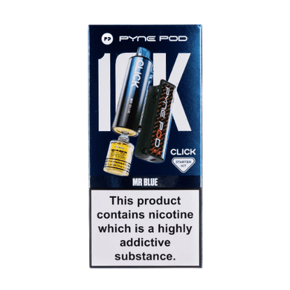 Pyne Pod Click 10000 Puffs Vape Device  20Mg Box Of 5 , Mr Blue