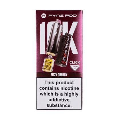 Pyne Pod Click 10000 Puffs Vape Device  20Mg Box Of 5 , Fizzy Cherry