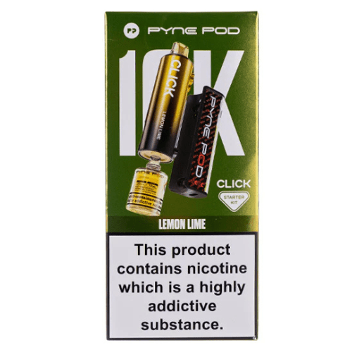 Pyne Pod Click 10000 Puffs Vape Device  20Mg Box Of 5 , Lemon Lime