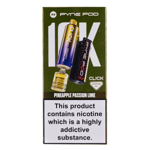Pyne Pod Click 10000 Puffs Vape Device  20Mg Box Of 5 ,Pineapple Passion Lime