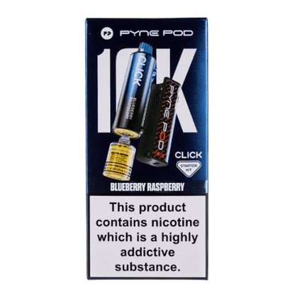 Pyne Pod Click 10000 Puffs Vape Device  20Mg Box Of 5 , Blueberry Raspberry
