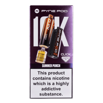 Pyne Pod Click 10000 Puffs Vape Device  20Mg Box Of 5 , Summer Punch