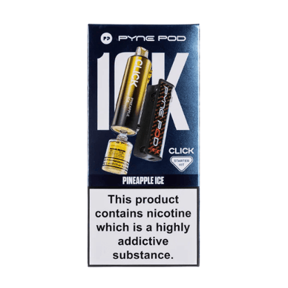 Pyne Pod Click 10000 Puffs Vape Device  20Mg Box Of 5 , Pineapple Ice