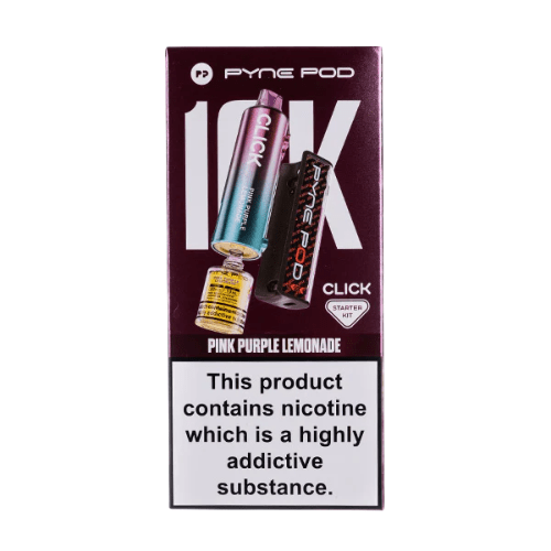 Pyne Pod Click 10000 Puffs Vape Device  20Mg Box Of 5 , Pink Purple Lemonade
