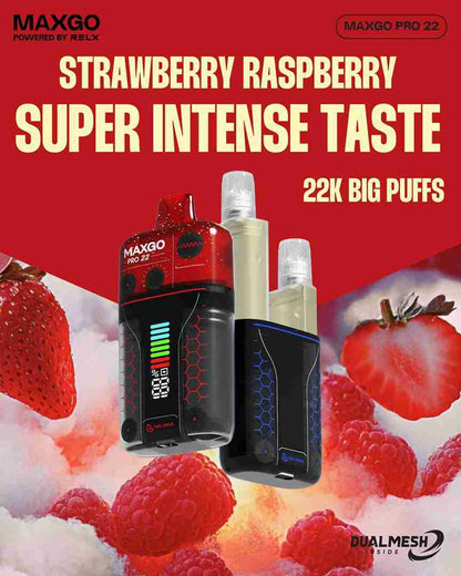 RELX Maxgo 22k Disposable Vape Box of 5 - with Strawberry Raspberry flavour