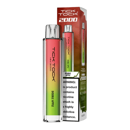 Tick Tock Mini 2000 Puffs Disposable Vape Device 20MG Box of 10,  Double Apple
