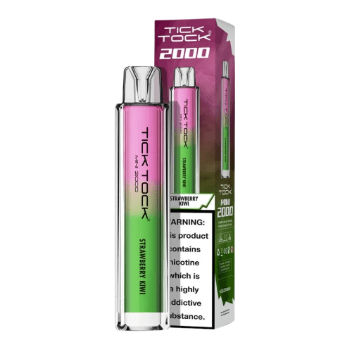 Tick Tock Mini 2000 Puffs Disposable Vape Device 20MG Box of 10,  Strawberry Kiwi