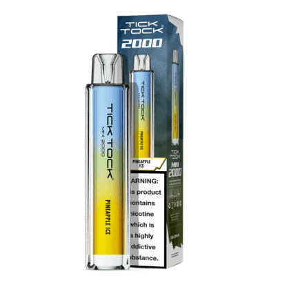 Tick Tock Mini 2000 Puffs Disposable Vape Device 20MG Box of 10,  Pineapple Ice