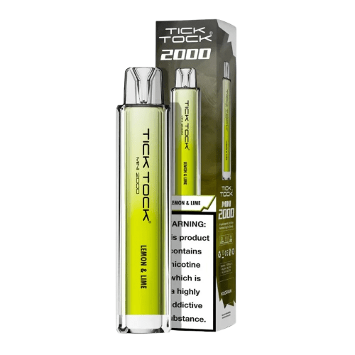 Tick Tock Mini 2000 Puffs Disposable Vape Device 20MG Box of 10,  Lemon & Lime