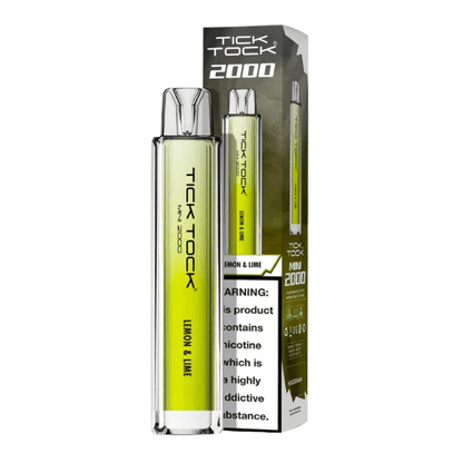 Tick Tock Mini 2000 Puffs Disposable Vape Device 20MG Box of 10,  Lemon & Lime