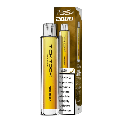 Tick Tock Mini 2000 Puffs Disposable Vape Device 20MG Box of 10,  Triple Mango