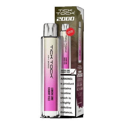 Tick Tock Mini 2000 Puffs Disposable Vape Device 20MG Box of 10,  Lemon Lime Cherry Fizz