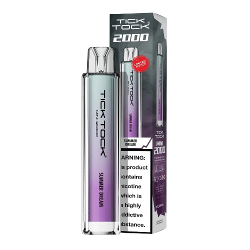 Tick Tock Mini 2000 Puffs Disposable Vape Device 20MG Box of 10, Summer Dream