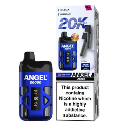 Vapes Bar Angel 20000 Disposable Device  20MG Box Of 5, Mr Blue , Mad Blue