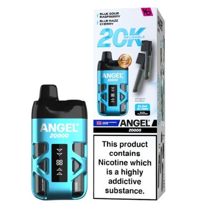 Vapes Bar Angel 20000 Disposable Device  20MG Box Of 5, Blue Sour Raspberry, Blue Razz Cherry