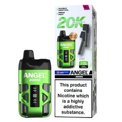 Vapes Bar Angel 20000 Disposable Device  20MG Box Of 5, Double Menthol ,Fresh Mint