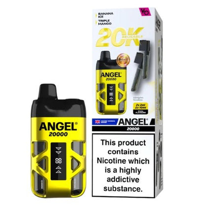 Vapes Bar Angel 20000 Disposable Device  20MG Box Of 5, Banana Ice, Triple Mango