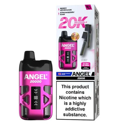 Vapes Bar Angel 20000 Disposable Device  20MG Box Of 5, Berry Lemonade, Strawberry Kiwi