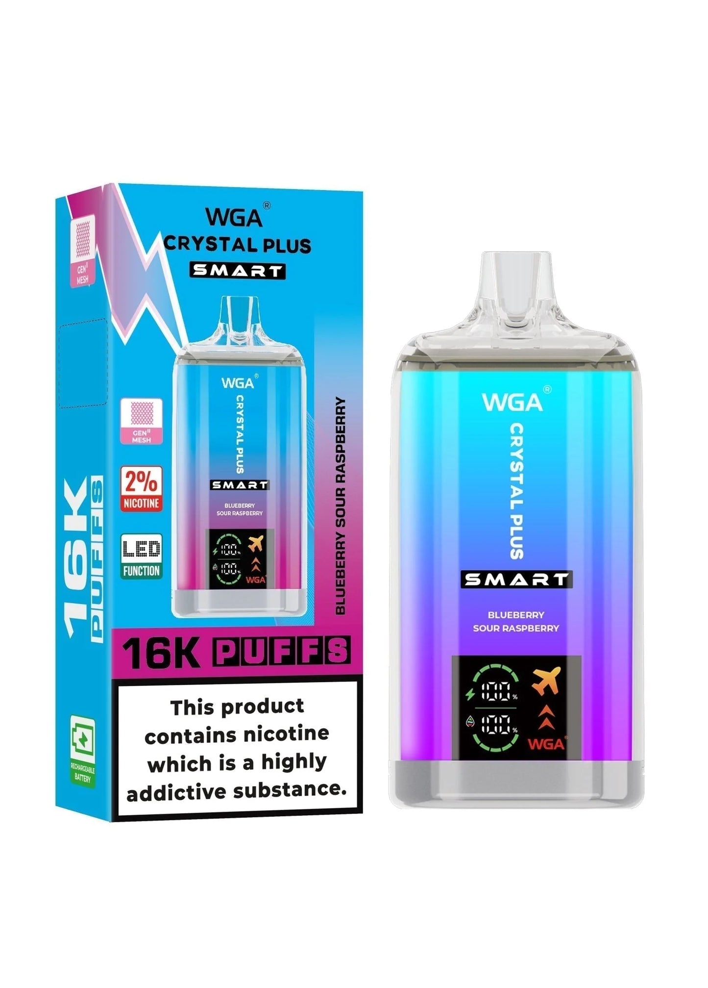 WGA Crystal Plus Smart 16000+ Puffs Disposable Vape Box of 10